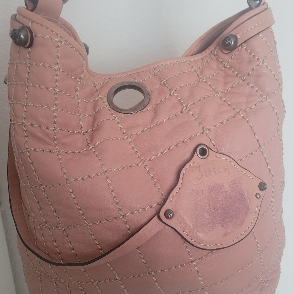 Vintage Juicy Couture Pink Quilted Leather Bucket Bag